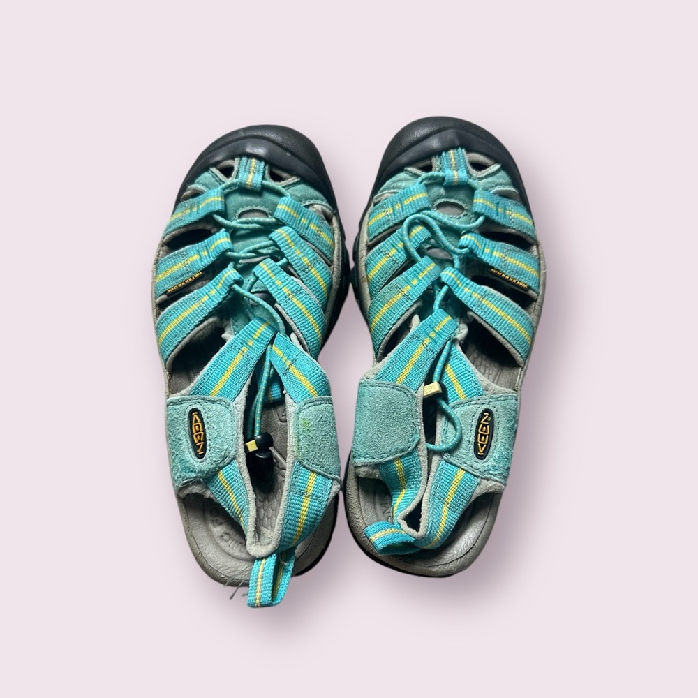 Women’s Keen Waterproof Hiking Sandals Turquoise And Yellow Size 6.5